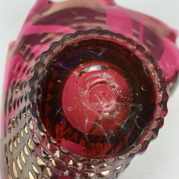 VTG Rossi Glass Candy Dish Fine Art Hand Blown Signed Rare Red Trinket Oval - Picture 10 of 13